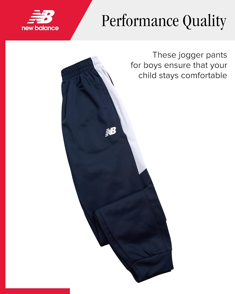 Dark Indigo 14-16 New Balance Boys Sweatpants – Performance Tricot Joggers with Zip Pockets