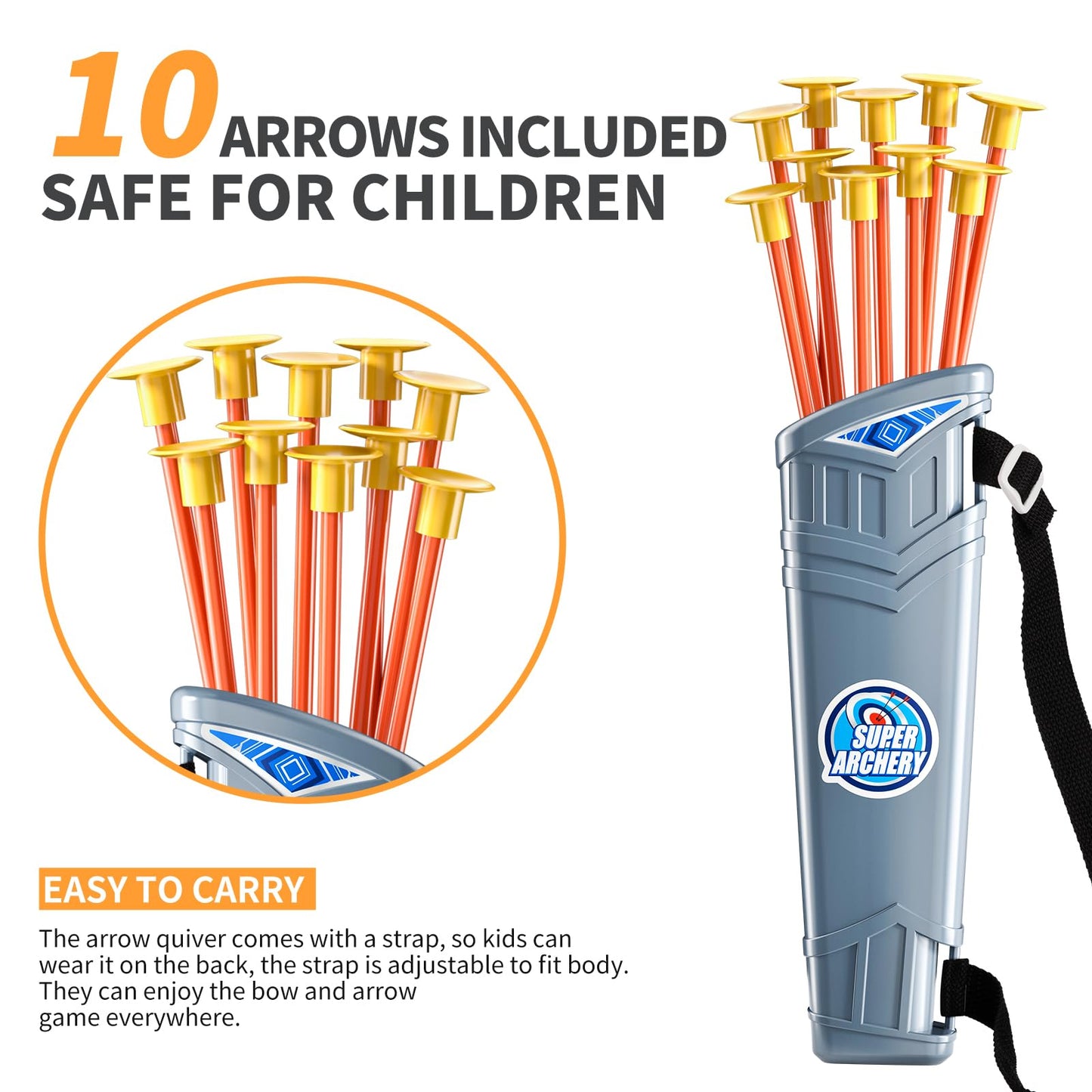 TEMI Kids Bow and Arrow Set - LED Light Up Archery Toy Set with 10 Suction Cup Arrows, 4 Target & Quiver, Indoor and Outdoor Toys Archery Boys Toys Gifts for 3-12 Years Old Boys Girls