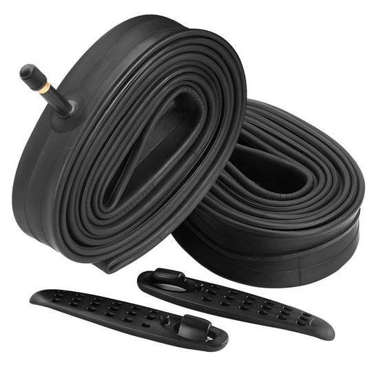 FANSPRO 2 Pack of 24 Inch Bike Tube 24x1.75 24x1.95 24x2.10 24x2.125 Heavy Duty Bicycle Tube with 2 Tire Levers,32mm Schrader Valve Premium Quality Butyl Inner Tube
