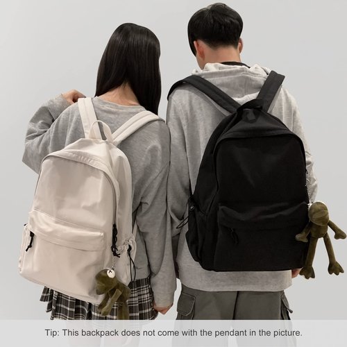 PAUBACK Black School Backpack for Girls Women Waterproof High School Book Bag Cute Backpack for Men Teens Boys, Lightweight Simple Middle School Back Pack Daypack