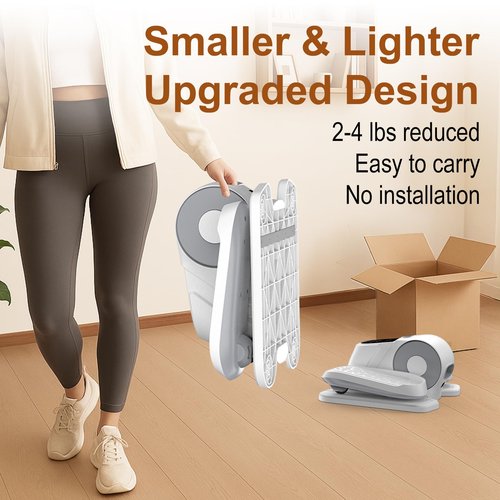 VIVURN® Ellipse Leg Exerciser for Seniors, Portable Mini Under Desk Elliptical Machine 12 Speeds 3 Auto & Manual Mode Low Impact Electric Seated Foot Pedal Exercise for Home and Office, White