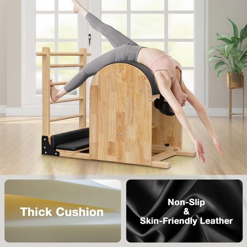 Pilates Ladder Barrel, Pilates Exercise Equipment for Building Strength and Flexibility, Wooden Spine Corrector Pilates Machine, Strength-Training Tool, Pilates Arc for Home Pilates Gym or Studio Use