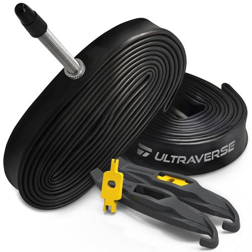 Ultraverse Bike Inner Tube for 700x28-32c, 28 inch Bicycle Wheel Sizes with 48mm Presta Valve - Butyl Rubber Tubes for Road and Gravel Bikes - 2 Pack with 2 tire levers Included