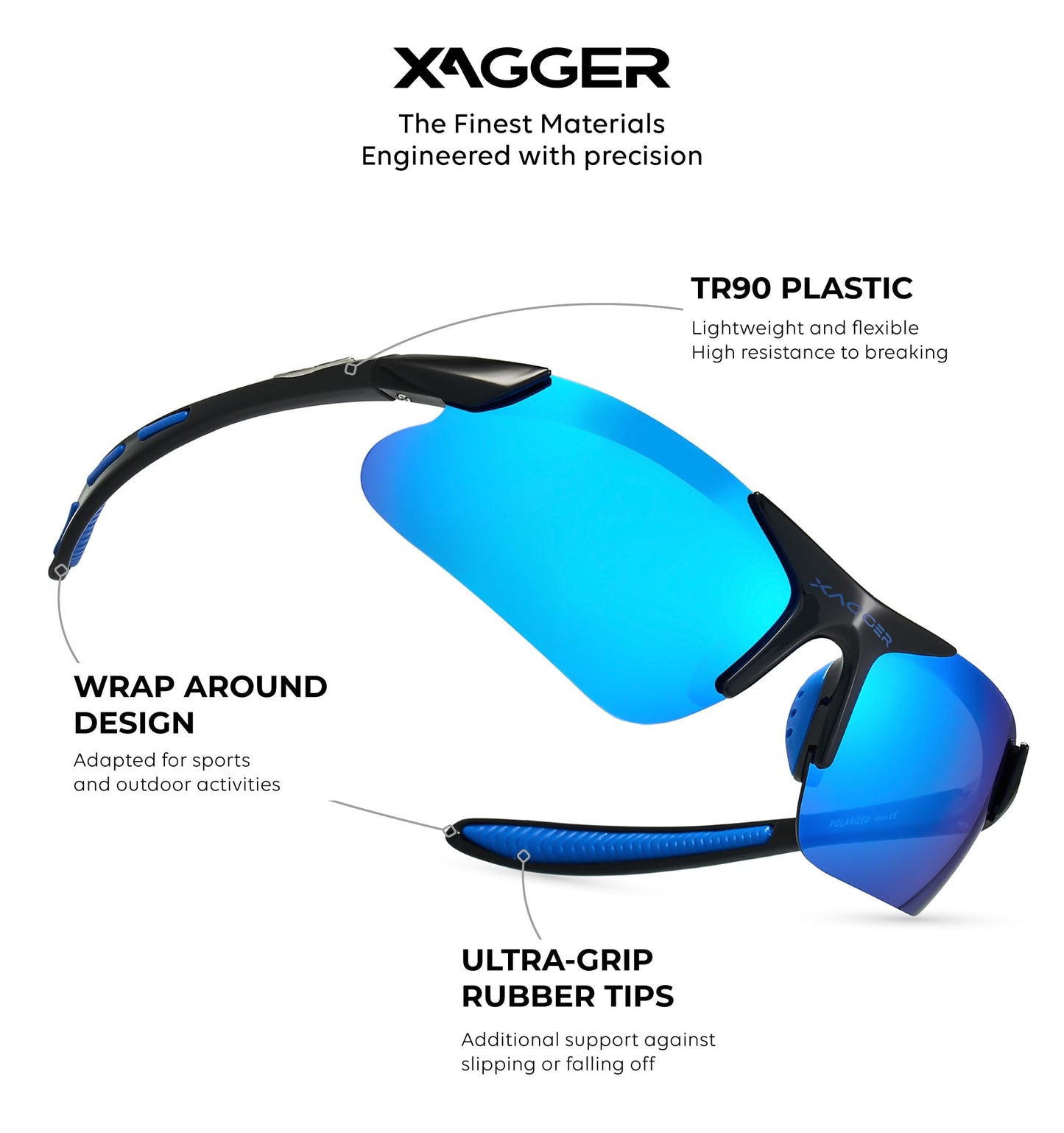 Xagger Kids Youth Polarized Sports Sunglasses for Boys Girls Baseball Softball Glasses TR90 Frame