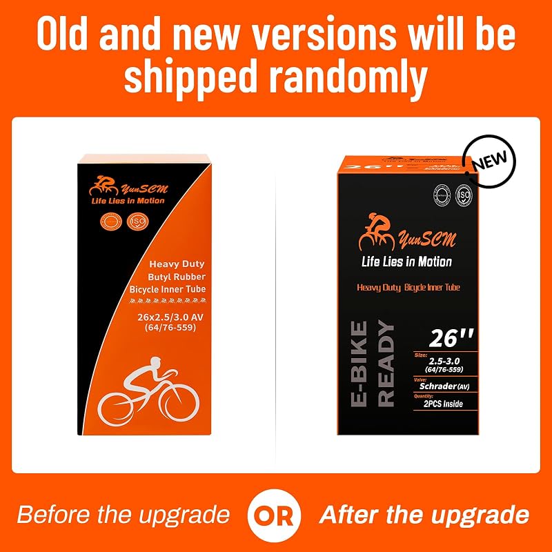 Heavy Duty 26x3.0 Inner Tube for E-Bikes 26x2.5-3.0 AV32 Schrader Valve (2-Pack) - YunSCM