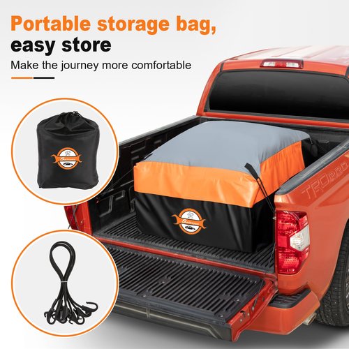 Sailnovo Truck Bed Cargo Bag, 26 Cubic ft 100% Waterproof Cargo Bag for Truck Bed, Heavy Duty PVC Truck Cargo Bag Fits Any Truck Size with 4 Stretch Cord, Packing Bag (50''x40''x22'')
