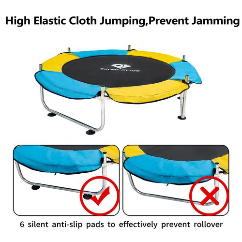 Trampoline for Kids, 5FT Adjustable for Toddler, Indoor/Outdoor Baby Trampoline with Enclosure Net, No-Gap Safe Design, Gifts for Boys & Girls (Yellow&Blue)