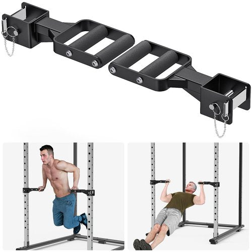 Kipika Y-Shaped Dip Bar for Power Cage with 5/8" or 1" Hole - Dip Bar Attachments for Home Gym - Heavy Duty Power Rack Attachments - Squat Rack Accessories for Strength Training (For 3" x 3" Power Rack with Foam Grips)