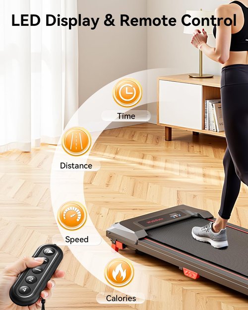 Walking Pad Treadmill, WalkDate Incline Walking Pad Under Desk Treadmills 330 Lbs Capacity, 2.5HP Low Noise Portable Running Machine for Home and Office, with LED Display, Remote Control
