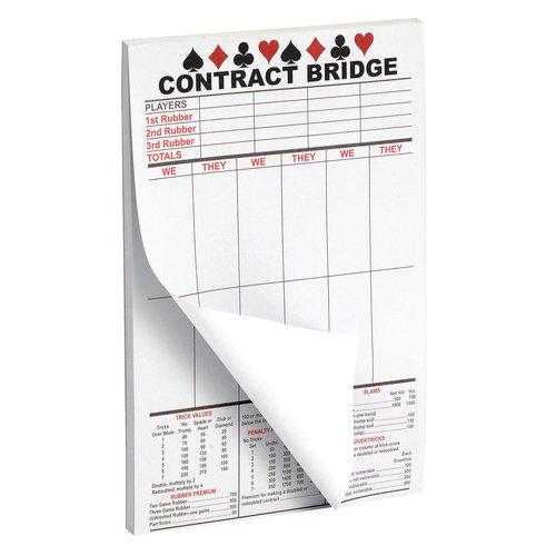 BEST PAPER GREETINGS 250 Sheets Contract Bridge Score Pads and Tallies - Game Scoring Cards Supplies - Large Print with Trick Values - 5 Bridge Score Pads with Scoring Rules