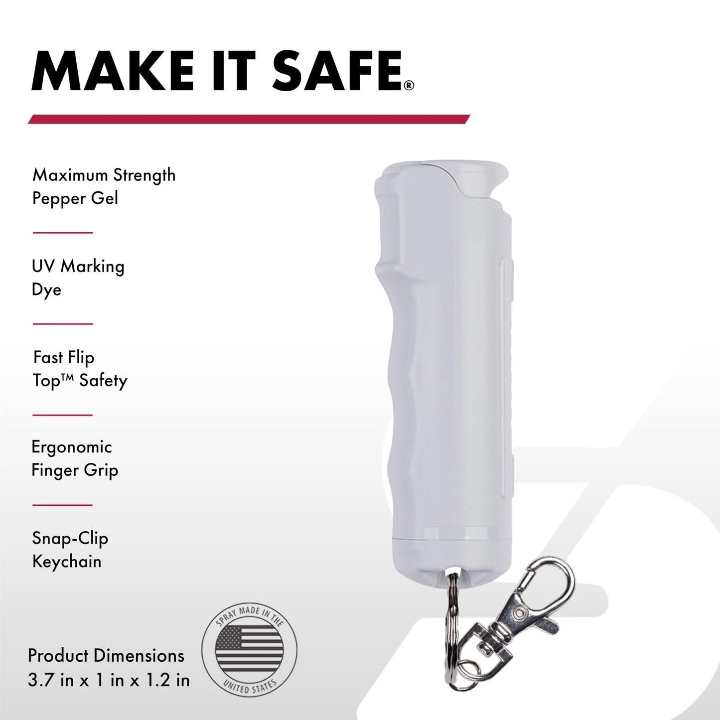 SABRE Pepper Gel with Fast Flip Top, Maximum Strength OC Spray, Snap Clip for Easy Carry and Fast Access, Finger Grip for More Accurate and Faster Aim, UV Marking Dye, 0.54 fl oz, Easy to Use Safety