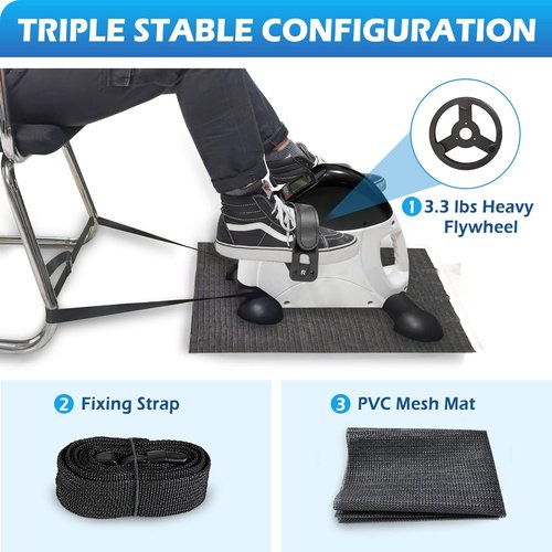 Under Desk Bike Pedal Exerciser - TABEKE Mini Exercise Bike for Arm/Leg Exercise, Pedal Exerciser for Seniors with LCD Display (White)