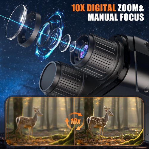 Night Vision Goggles, Night Vision Binoculars for Adults, HD Screen Thermal Binoculars with 64GB TF Card for Photos and Videos, Perfect for Outdoor Hunting Camping and Wildlife Observation