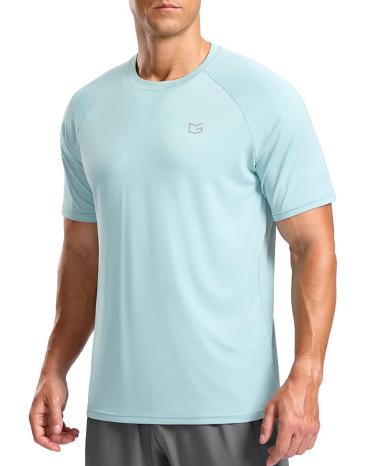 G Gradual Men's Athletic Workout T-Shirts Moisture Wicking Cooling Running Shirts Short Sleeve Performance Tee for Gym Tennis(Light Blue,M)