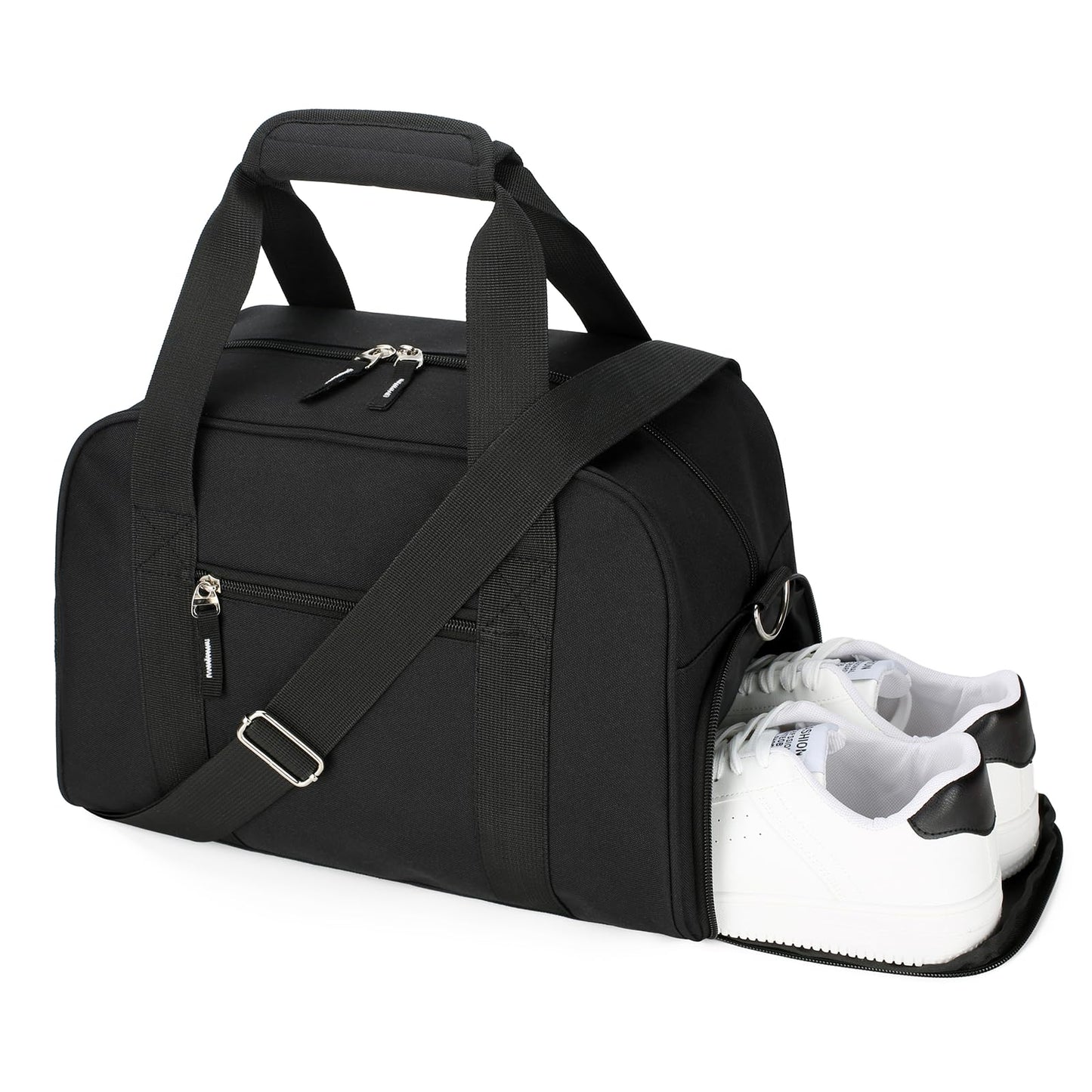 SeaRock 14 inch Small Gym Bag for Men & Women, Mini Duffle Bag with Shoe Compartment, Carry On Duffel Bag for Travel Sports, Black