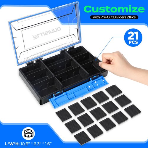 PLUSINNO Tackle Box Organizer, 1/2 Packs Waterproof Tackle Trays, Fishing Tackle Box with Removable Dividers, Fishing Box Tackle Trays and Terminal Tackle Storage