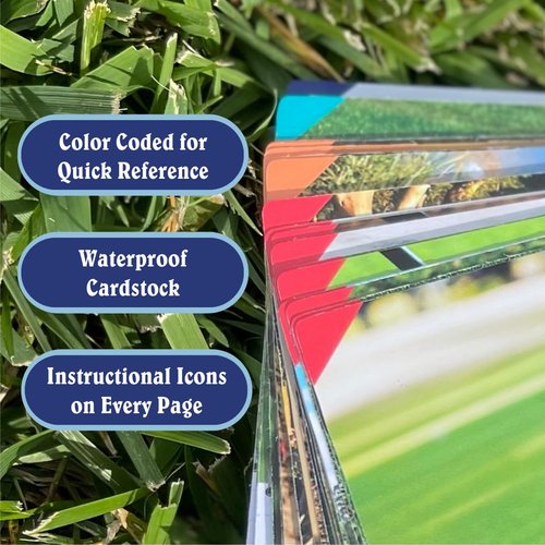 Swing Minder Golf Reference Cards - Step-by-Step Instructions for 33 of Golf's Hardest Shots - Ideal Golf Gifts for Men or Golf Bag Accessories - Waterproof PVC and Sturdy Carabiner for Easy Use