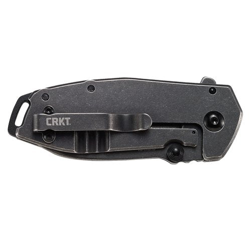 CRKT Squid Black Everyday Carry Assisted Folding Knife with Frame Lock: Stainless Steel Plain Edge Blade, Stainless Steel Handle, Pocket Clip, 2493