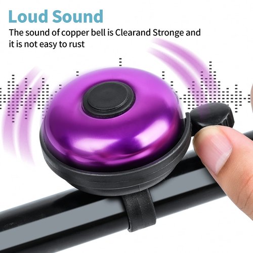 Xthuge Classic Bike Bell, Aluminum Bicycle Bell, Loud Crisp Clear Sound Bicycle Bike Bell for Adults Kids(Purple-Right Hand Use2 Pack)