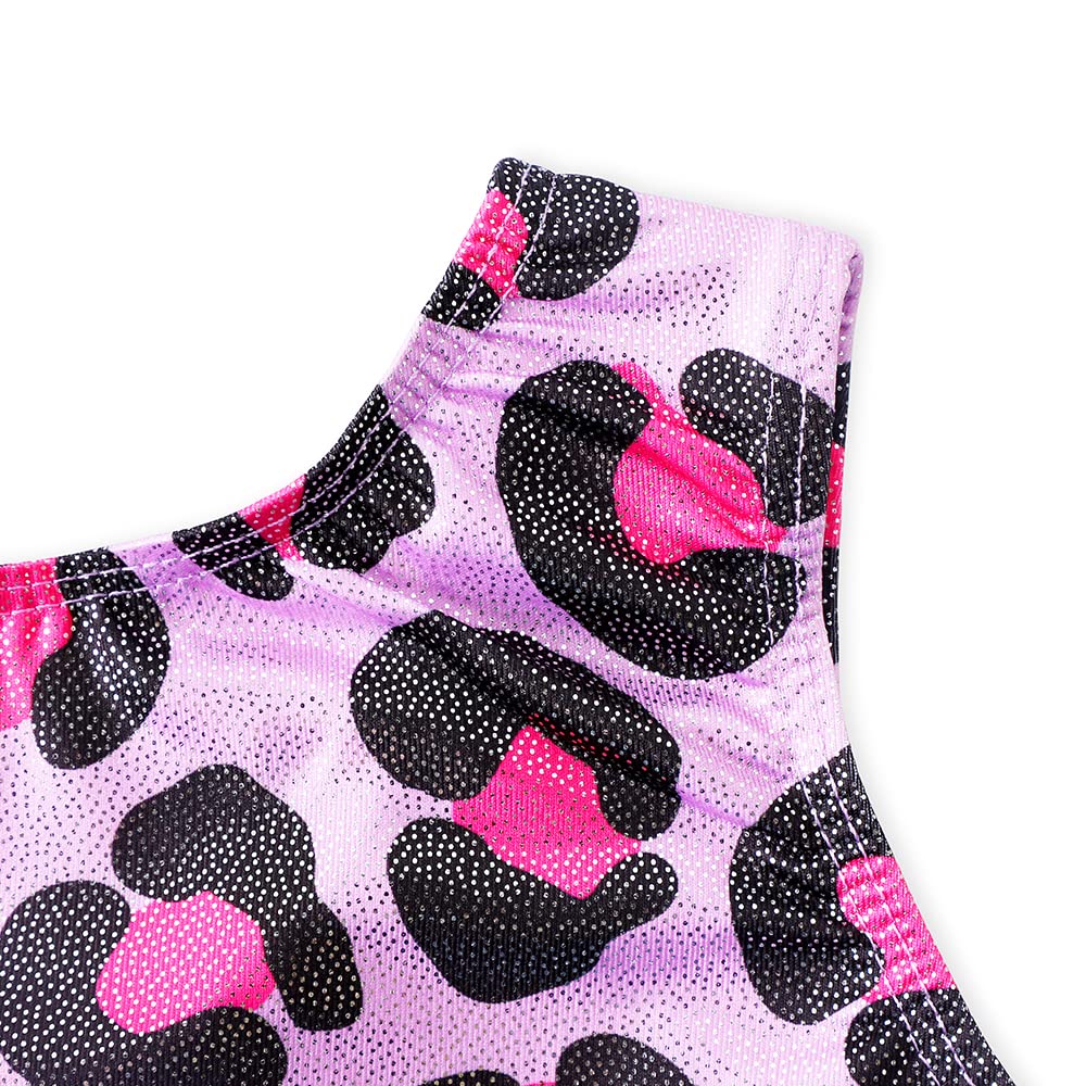 HOZIY Girls Gymnastics Leotard 3t 4t 3-4t with Shorts Bike Shorts Biketard Tumbling Outfits Hot Pink Leopard Sparkly Dance Clothes Clothing Bodysuits Sparkly Bodysuits
