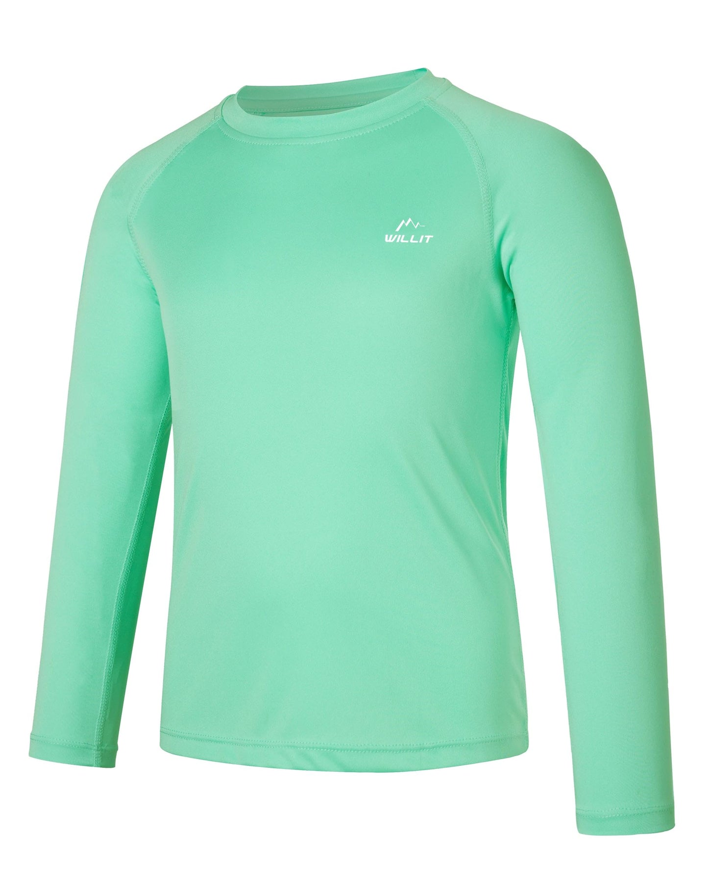 Willit Boy's UPF 50+ Sun Protection Shirt Long Sleeve Rash Guard Swim Shirts Youth SPF Fishing Quick Dry Shirt Light Green M