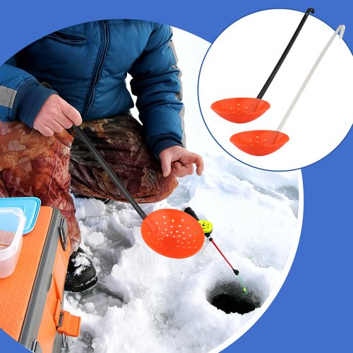 Yiju Ice Fishing Scoop Scoop Ice Slush Scoop with Aluminum Handle Winter Outdoor Fishing Shovel, black orange red