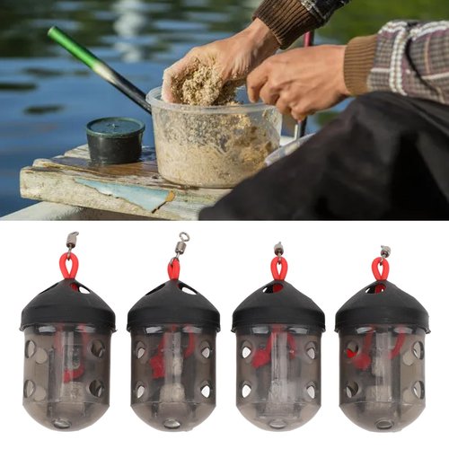 LFMUDNE 4PCS Fishing Bait Cage Trap, Durable Lure Feeder Basket Lure Cage Portable Bait Holder for Carp Fishing (Compact & Lightweight Design)‌