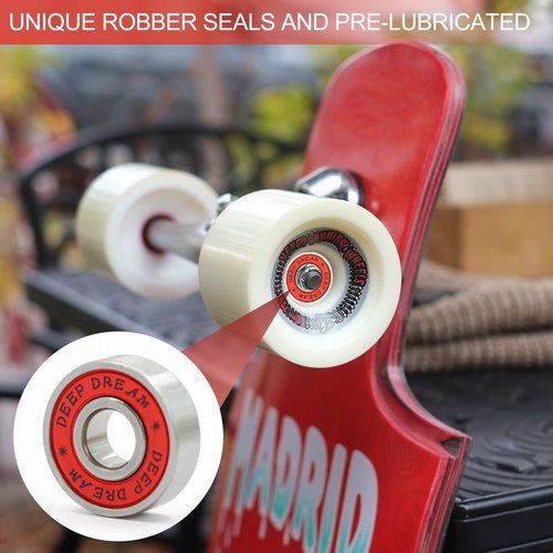 Premium 20Pcs 608rs Bearings Skateboard Bearings Longboard Bearings (8x22x7mm) for Skate Double Rubber Sealed Deep Groove