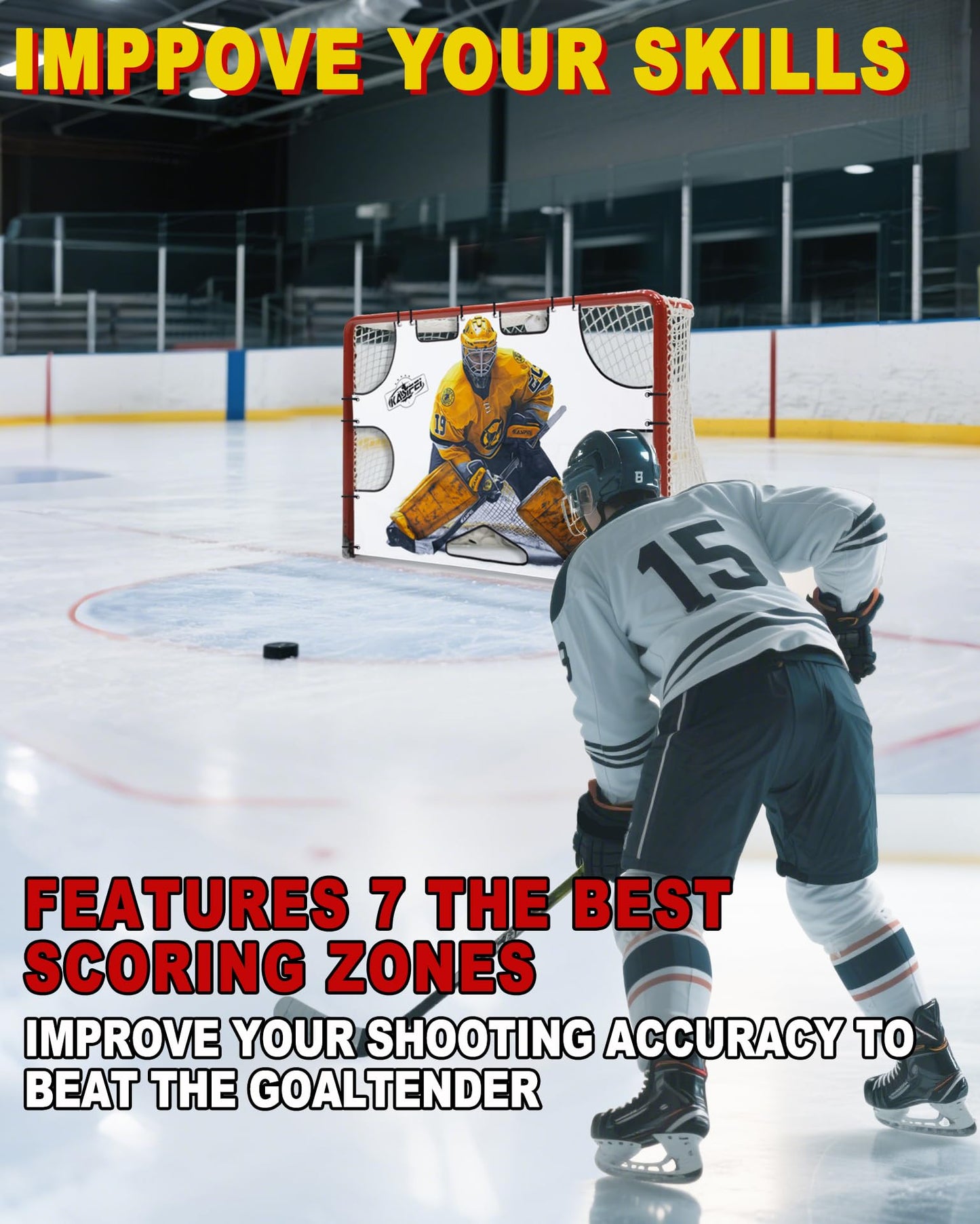 KASIFEI Hockey Net Goalie Targets - Shooter Tutor -Hockey Goal Targets for Practicing Shooting Accuracy - Hockey Training Equipment (72" (W) x 48" (H))