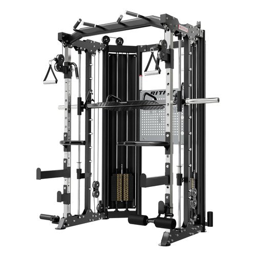 RitFit BPC06 All-in-One Smith Machine with 260LB Weight Stacks, 2000LBS Capacity Power Cage with Cable Crossover System, Power Rack for Garage Workout & Home Gym