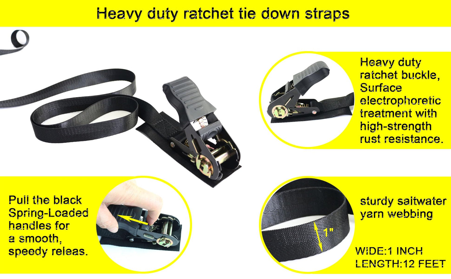 2 Pairs Kayak Rack J-Bar Car Roof Rack for Canoe Carrier SUP Paddle Surfboard Mount on Car SUV and Truck Crossbar, Includes 4 Pcs Roof Rack Tie Down Straps.