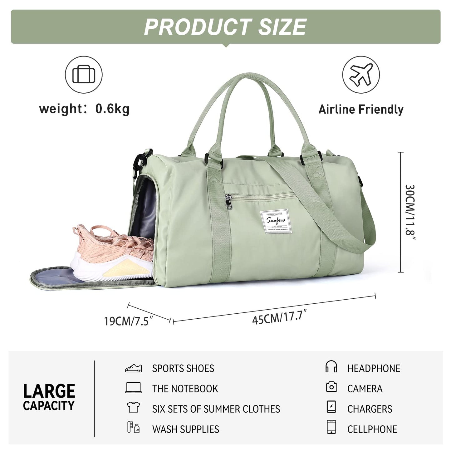 Weekender Duffel Bags for Women Men, Travel Totes Bag for Airplane, Cute Sports Gym Dance Overnight Luggage Bag with Wet Pocket Shoe Compartment, Carry On Hospital Bag for Labor and Delivery