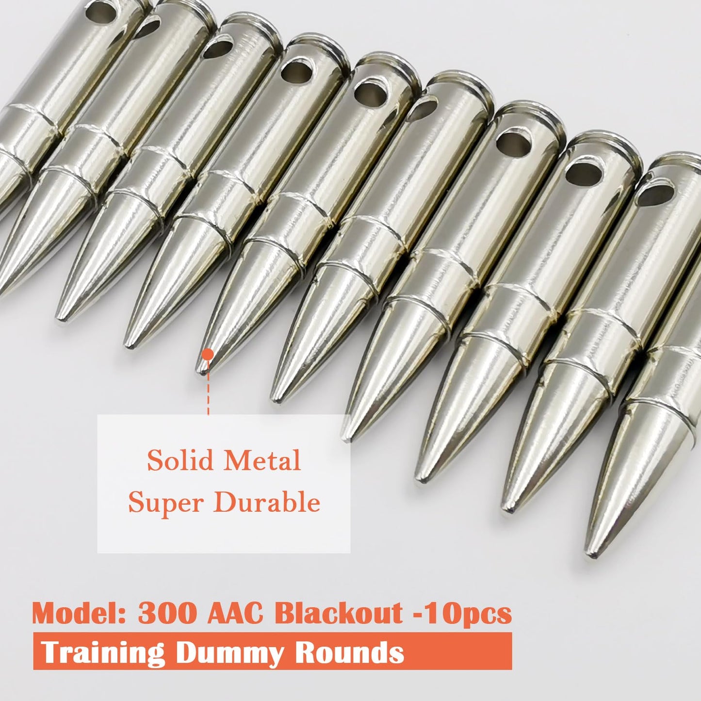 Bayattoo 300 AAC BLK Steel Safety Practice Rounds Action Trainer Dummy Round Dry Fire Training Snap Caps (10pk)
