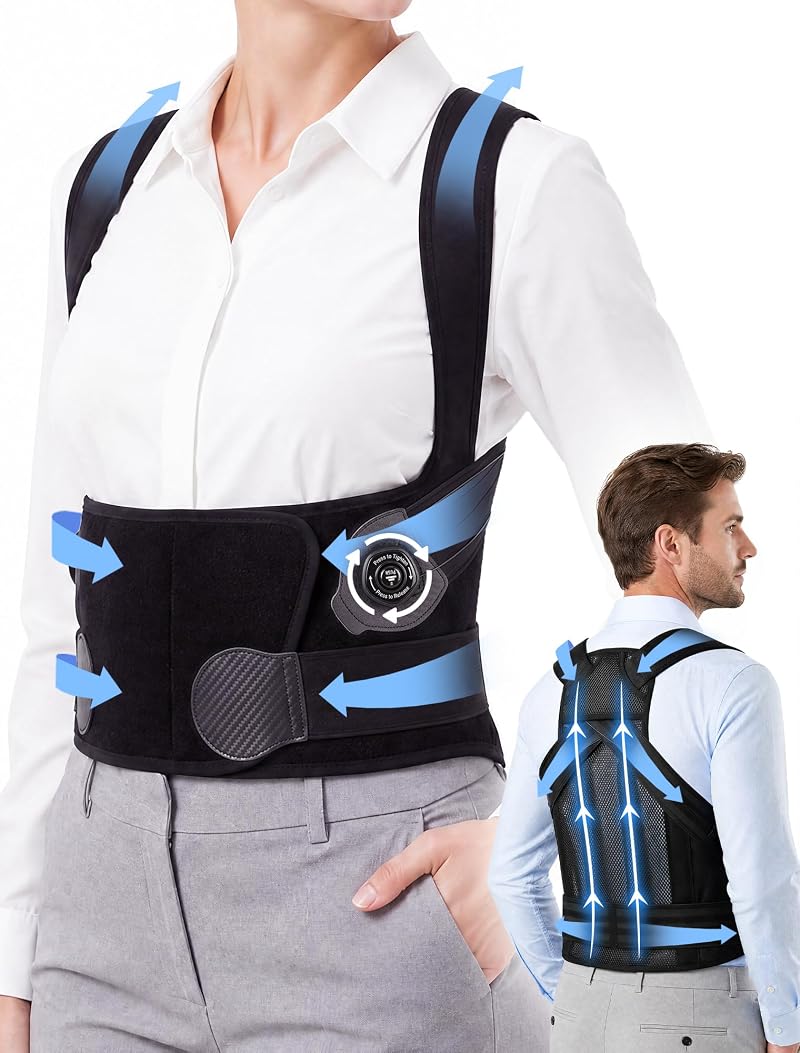 Dial-Adjustable Posture Corrector for Women & Men - Back Support Brace (Medium)