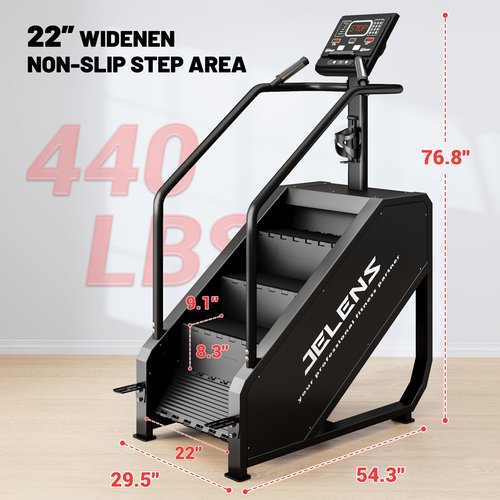 Jelens Stair Stepper Machine with LED Screen 440 LBS, Commercial Grade Stair Climber Exercise Machine for Home with 15 Resistance Levels for Cardio, 24-164 Steps/Minute (Classical)