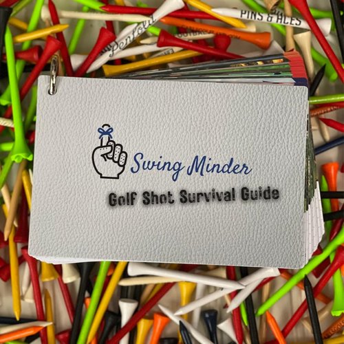 Swing Minder Golf Reference Cards - Step-by-Step Instructions for 33 of Golf's Hardest Shots - Ideal Golf Gifts for Men or Golf Bag Accessories - Waterproof PVC and Sturdy Carabiner for Easy Use