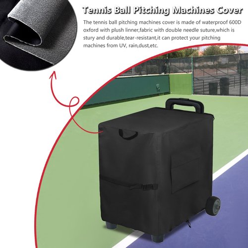 Youkaver Tennis Ball Machines Cover with Plush Linner & Tennis Ball Launcher Cover - Fits Most Tennis Tutor Machines,All-Weather Durable Protection