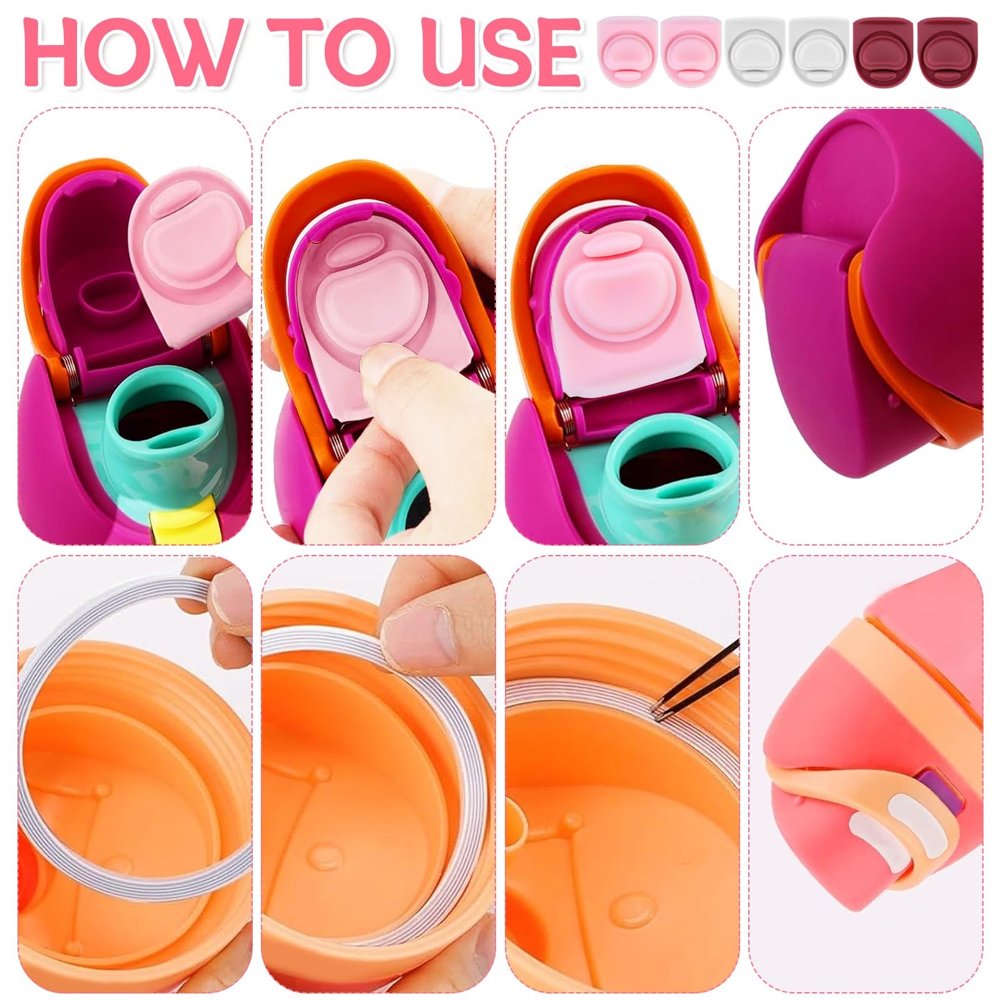 BMSQOFD 6 Sets Replacement Lid Rubber Seal Stopper and O Ring Gasket Compatible with Owala FreeSip 24 32 oz,Water Bottle Top Insert Cap Parts for Owala 16/19/24/25/32/40oz Mouthpiece Accessories QQ6