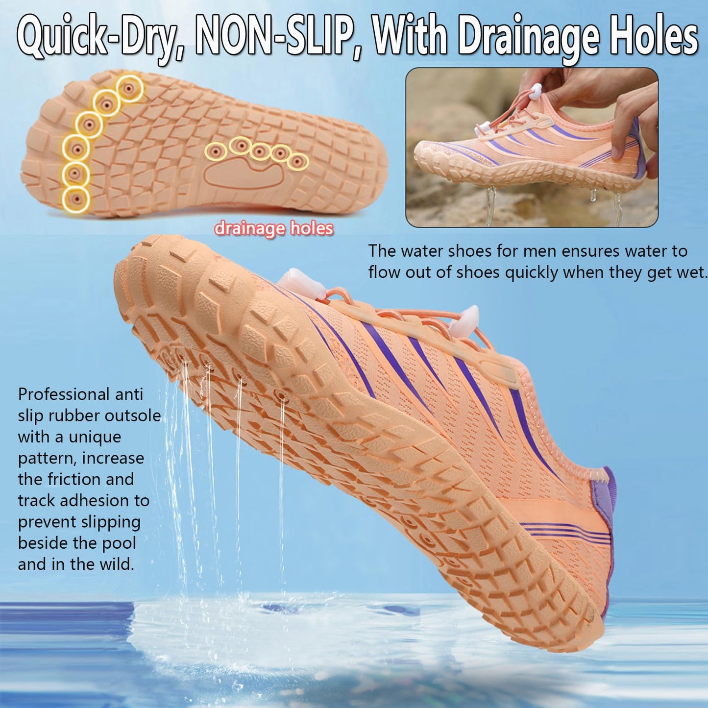 Water Shoes for Women Men Barefoot Shoes Quick Dry Aqua Outdoor Sports for Swim Pool Beach Surf Walk Water Yoga River Lake Hiking Kayaking