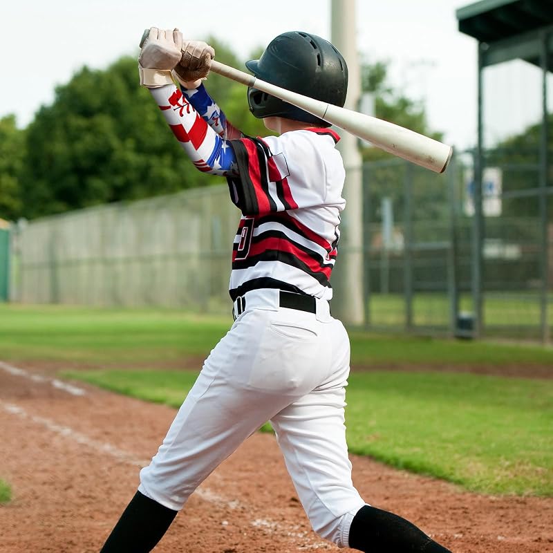 6 Pair Youth Baseball Arm Sleeves with Patriotic Flag Pattern — Variation: Small