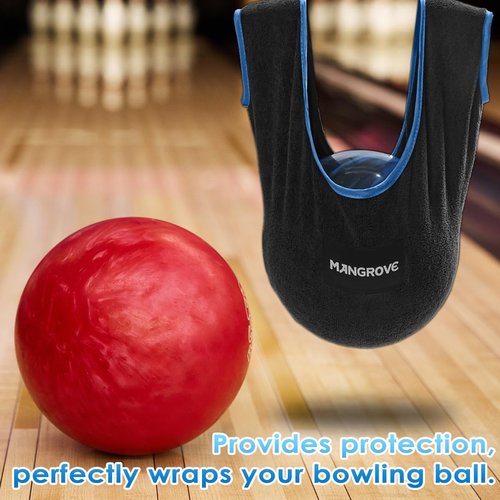 Mangrove Bowling Ball Polisher, Microfiber Bowling Towel See-Saw for Bowlers, Large Washable Bowling Shammy Seesaw, Ball Cleaner Holder Bag (Black)