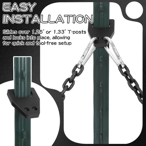 Zonon 4 Pcs Fence Post Hanger, Target Hanger for Shooting, Fits 1.25" or 1.33" T-Post, Made of AR500 Material with Powder Coating, Double-Ended Hanging Chain, DIY Pipe Target Assembly Stands