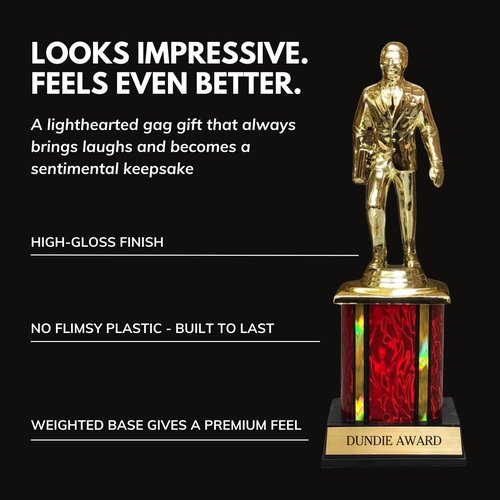 Dundie Award Trophy | Pre-Engraved Dundie Award | Funny Trophy Gift for Adults, Coworkers, Boss & Friends | Office-Inspired Desk Display | 10” Tall Novelty Gift by Trophy Outlet