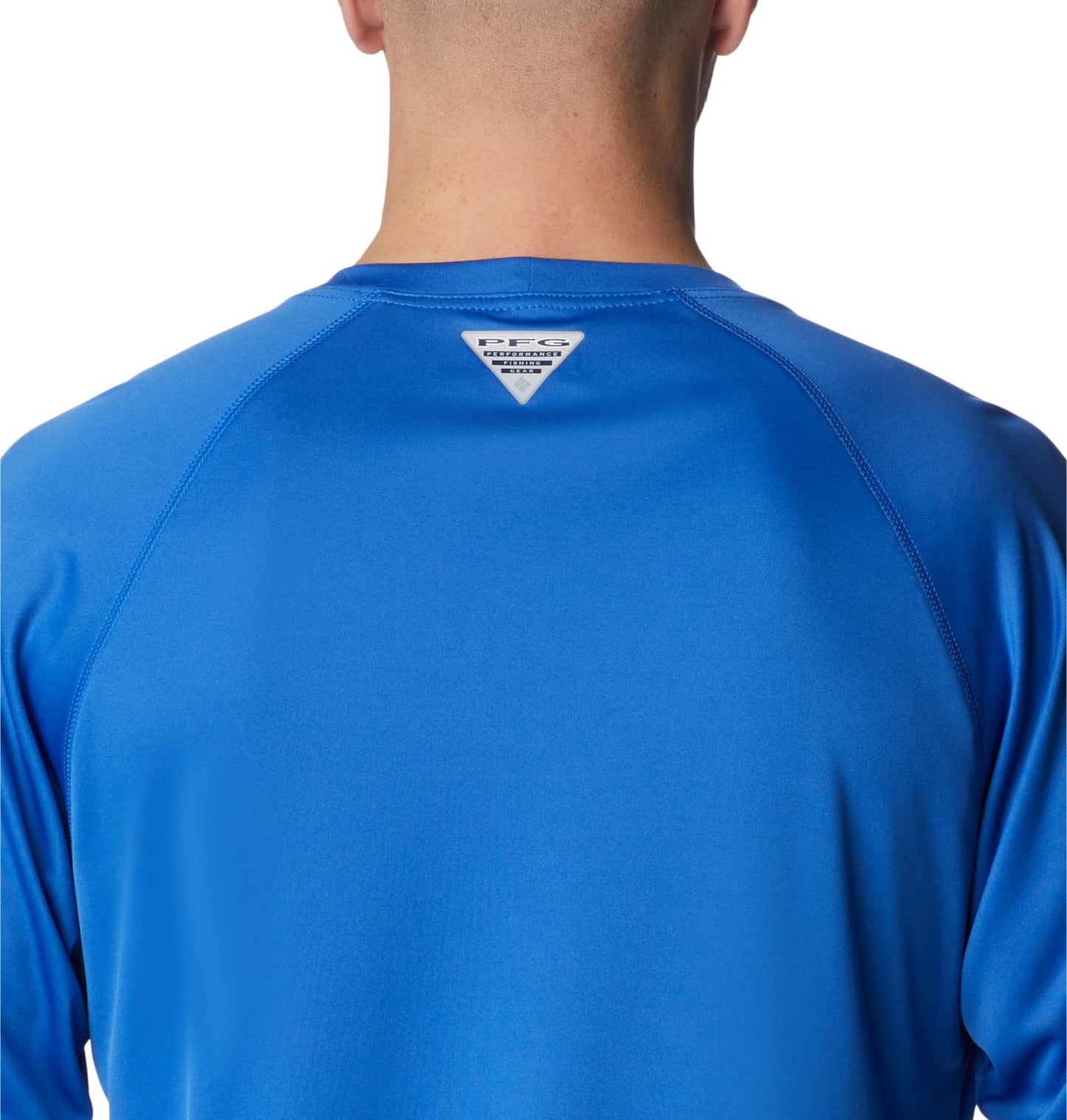 Columbia Men's Terminal Tackle Long Sleeve Fishing Shirt, Vivid Blue/Bright Nectar Logo, 5X