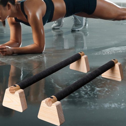 Menolana 2 Pieces Push up Bar Wooden Parallettes Bar for Men Women Portable Sturdy Structure Push up Stand for Exercise Floor Workout, 50CM