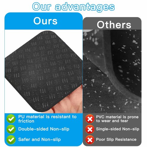 6PCS Non-Slip Treadmill Mat Pads, 4x4 Inch High Density Silicone Exercise Equipment Mat - Double-Sided Anti Vibration Pad for Treadmill, Walking Pad, Exercise Bike, Floor Protection (Square, 6 PCS)