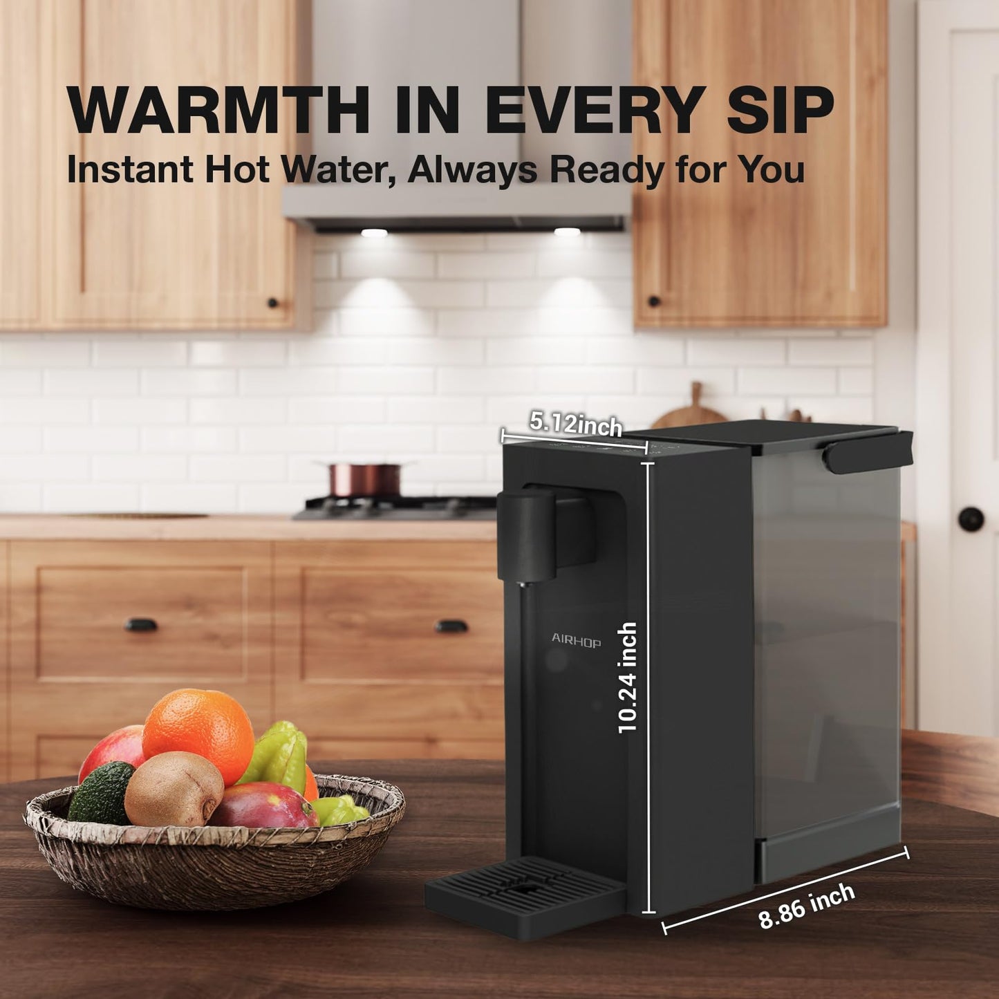 AIRHOP 3L Instant Hot Water Dispenser Countertop 5 Temp 3 Volume Options