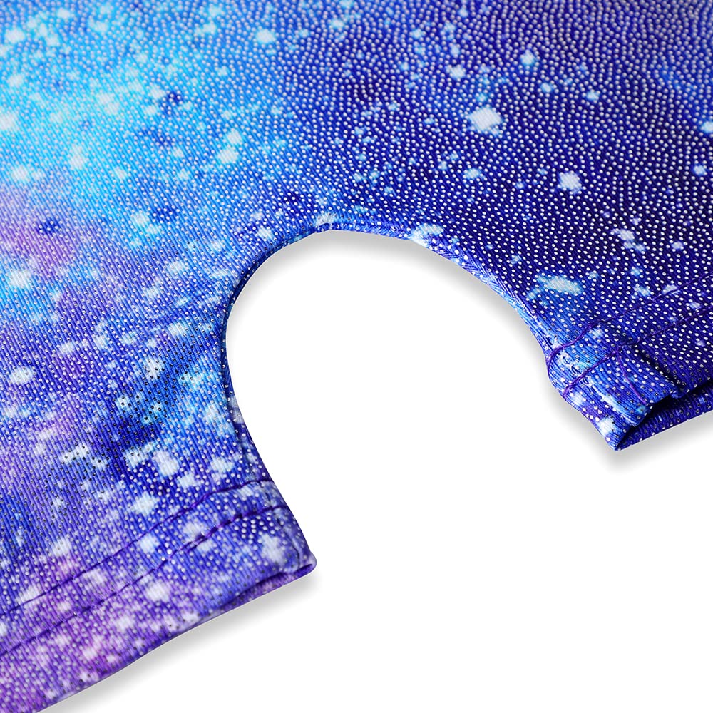 HOZIY Galaxy Leotard for Girls Gymnastics Size 6-7 Year Old 6/7 Kids Bike Shorts Biketard Milky Way Purple Navy Blue Hot Pink Tumbling Outfits Sparkle Dance Clothes