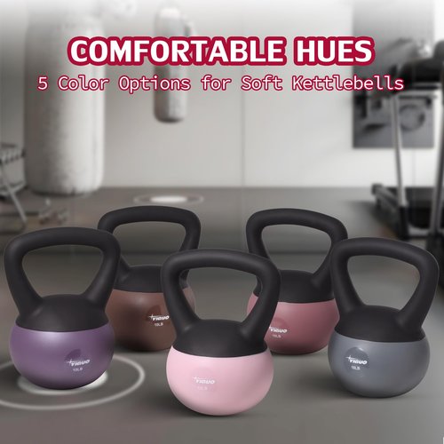 Soft Kettlebell, 10 lb Kettlebells Anti-Slip Grip Weight for Home Workouts, Cushioned soft-Sided Base, Safe Strength Training Kettlebell for Women & Men & Beginners (Grey)