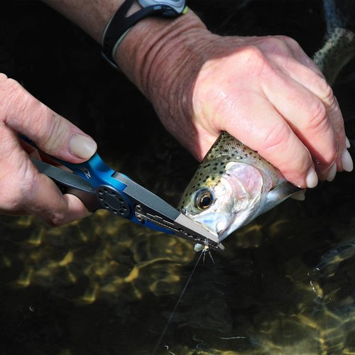 Piscifun Fishing Pliers - Saltwater & Fly Fishing with Hook Remover, Braid Cutters, Sheath & Lanyard - Blue